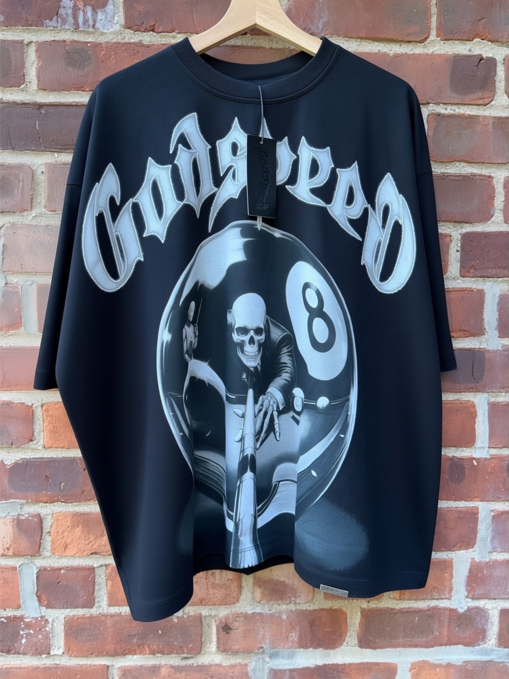Godspeed – “Out of Many, One” 8-Ball Skull T-Shirt size L